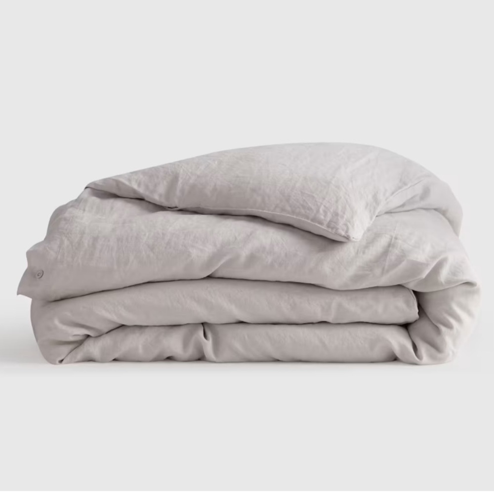 NWOT Quince European Linen Duvet Cover Queen (Light Gray)